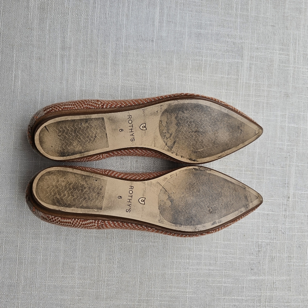 Rothy's Sz 6 Merino Wool Camel Herringbone Points Flats Rothys - Picture 5 of 12
